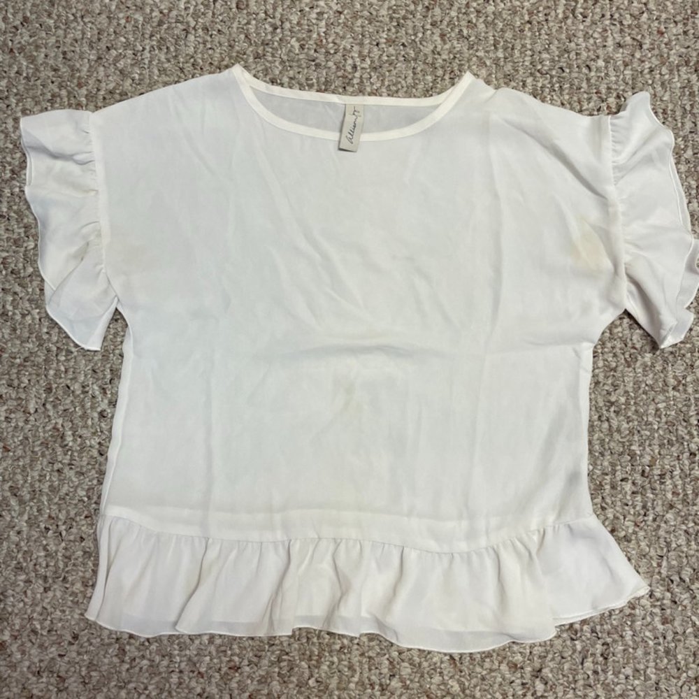 Small white flutter sleeve blouse